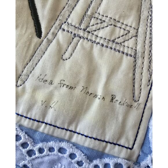 Sweet Handmade One of a Kind 38" Square Quilt ~ Detailed Embroidered Panels - Picture 11 of 16